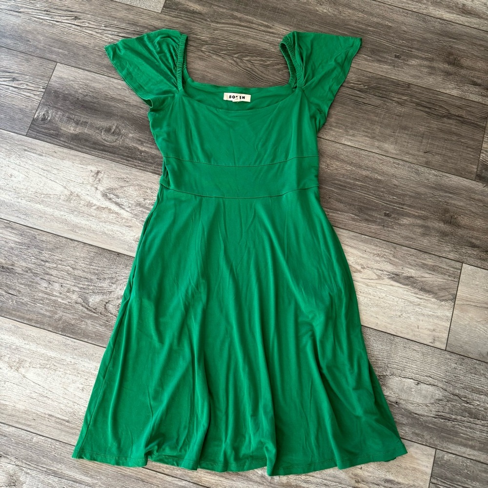 EUC boden square neck jersey mini dress green 4 small 2024 current tag - Picture 5 of 12